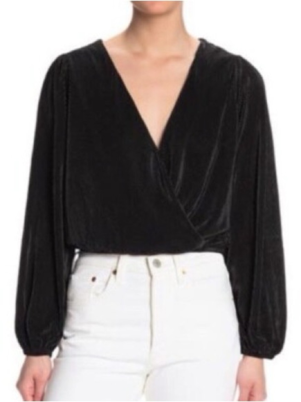 Astr Black Accordion Wrap Blouse